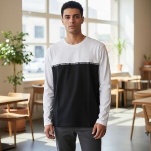 NWT‎ Michael Kors Sz. L Black/White Long Sleeve Shirt.